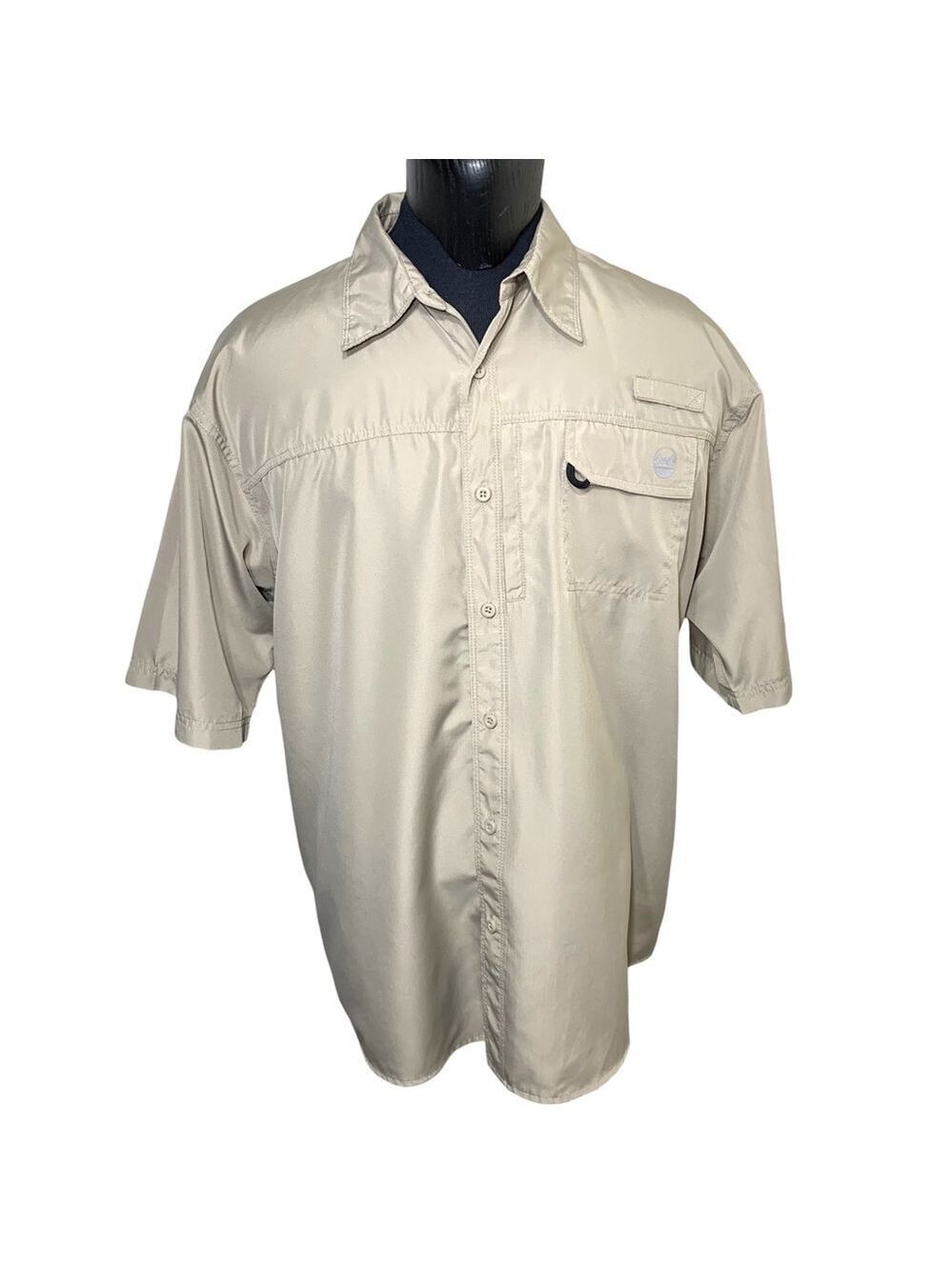 Wrangler Vintage Shirt Sz 2XL Beige Fishing Casual Button Down Short Sleeve Top